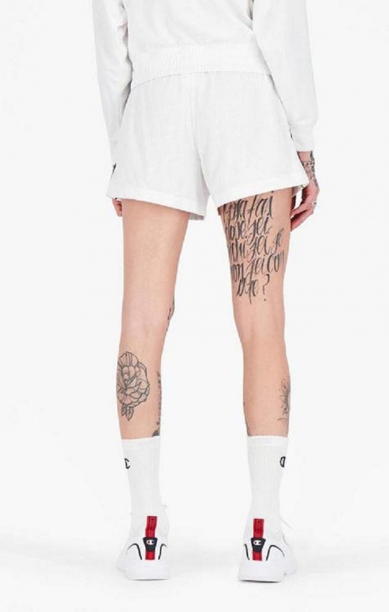 Champion All-over Script Logo Shorts Kratasy Damske Biele | 5410-ODAKC