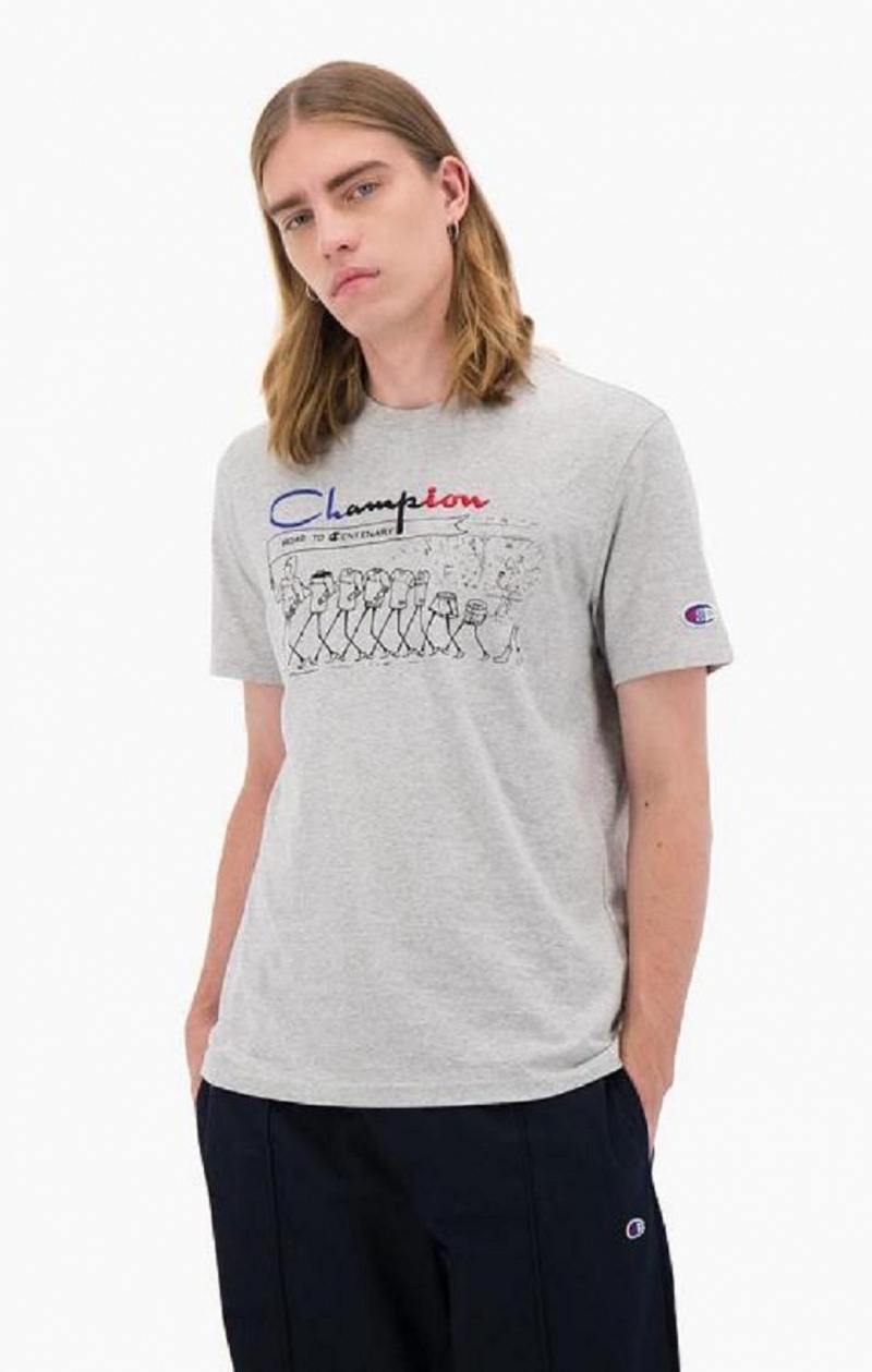 Champion Archive Centenary Print T-Shirt Tricko Panske Svetlo Siva | 2147-FMQJC