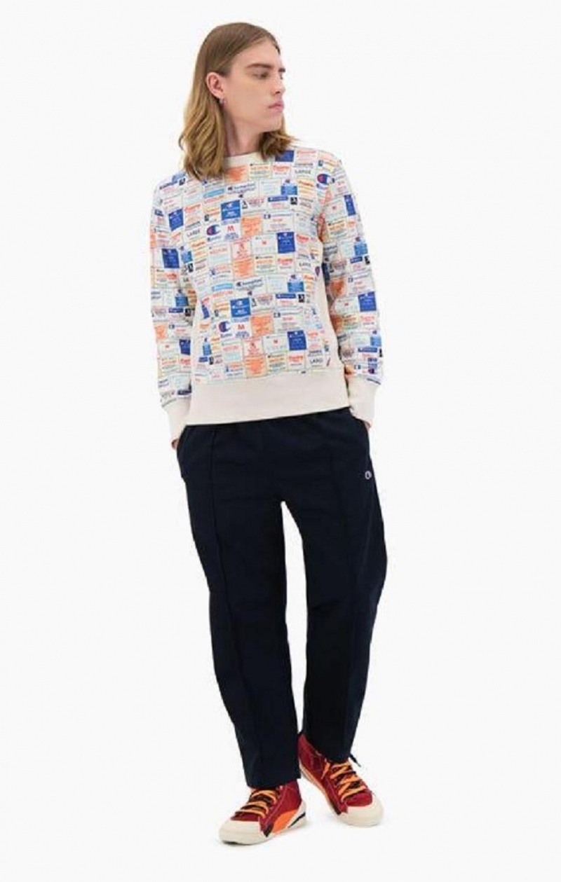 Champion Archive Print Reverse Weave Sweatshirt Mikiny Panske Biele | 6302-VMRKG