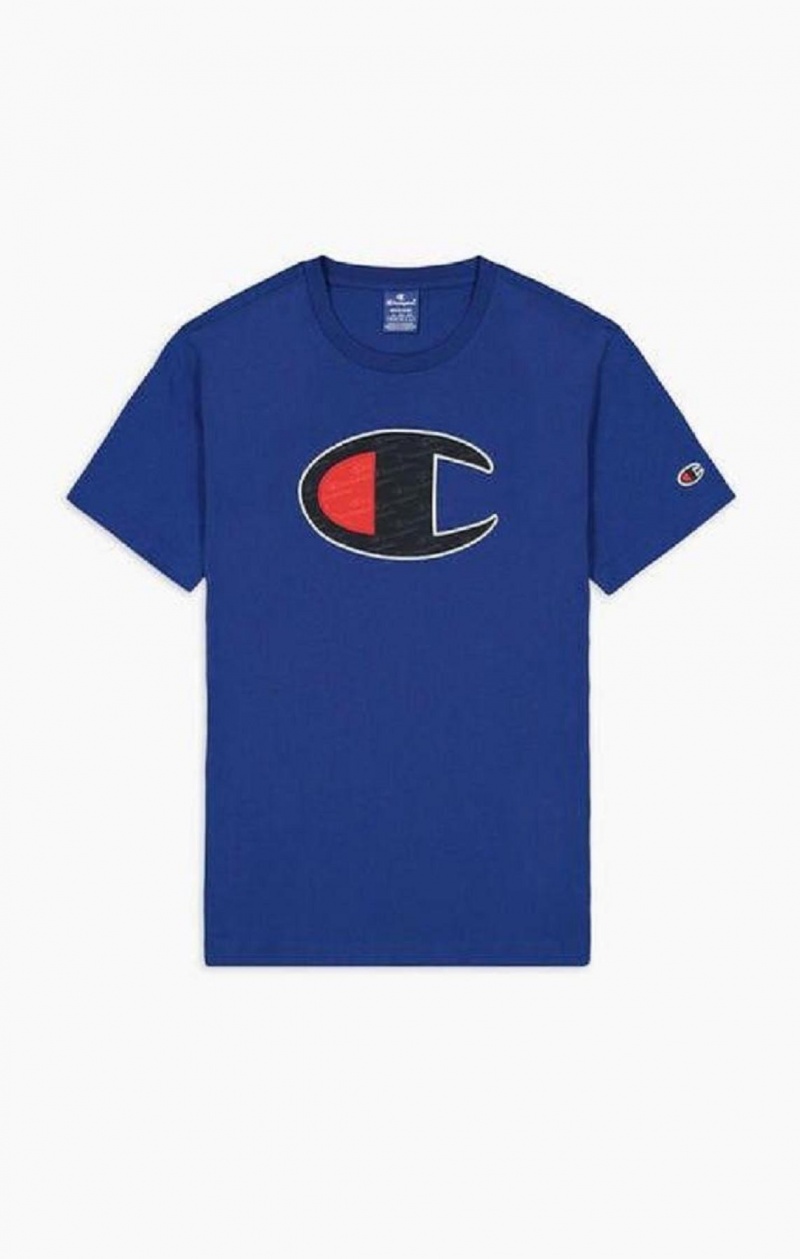 Champion Big C Crew Neck T-Shirt Tricko Panske Modre | 2607-XOWIG