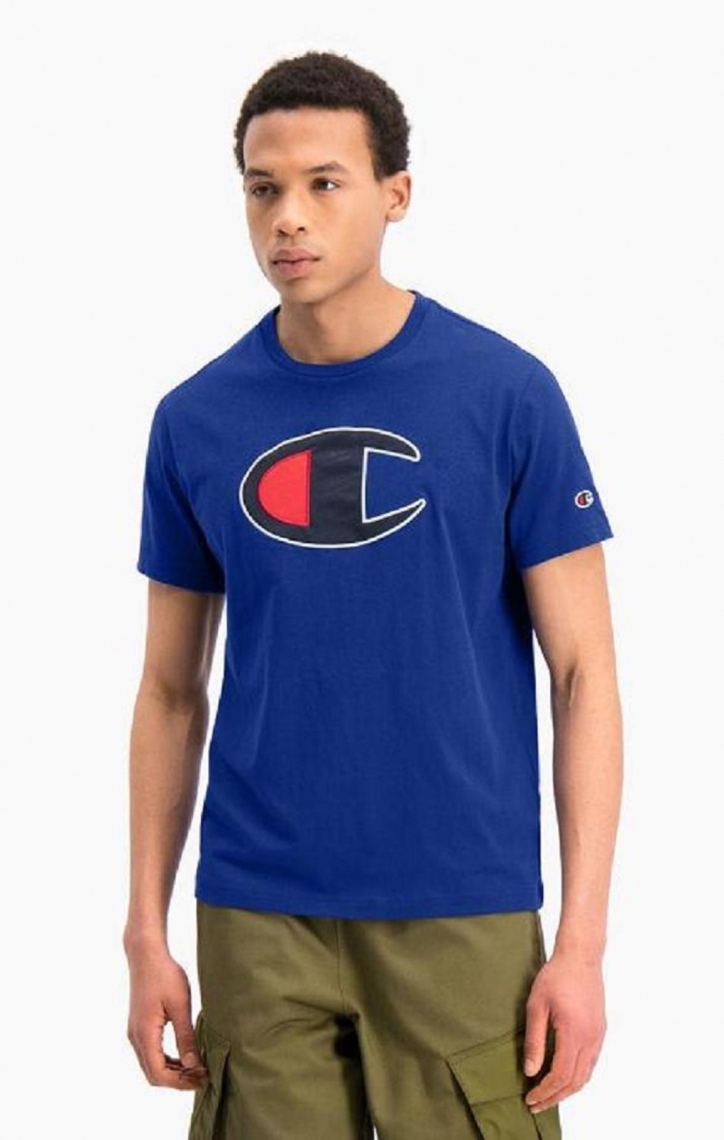 Champion Big C Crew Neck T-Shirt Tricko Panske Modre | 2607-XOWIG