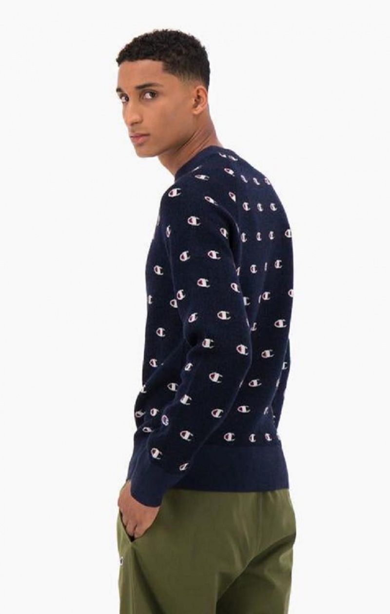 Champion C Logo Jacquard PiquÈ Sweatshirt Mikiny Panske Tmavo Modre | 9065-PSQYI