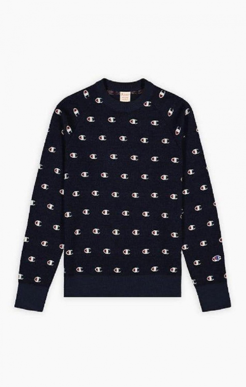 Champion C Logo Jacquard PiquÈ Sweatshirt Mikiny Panske Tmavo Modre | 9065-PSQYI