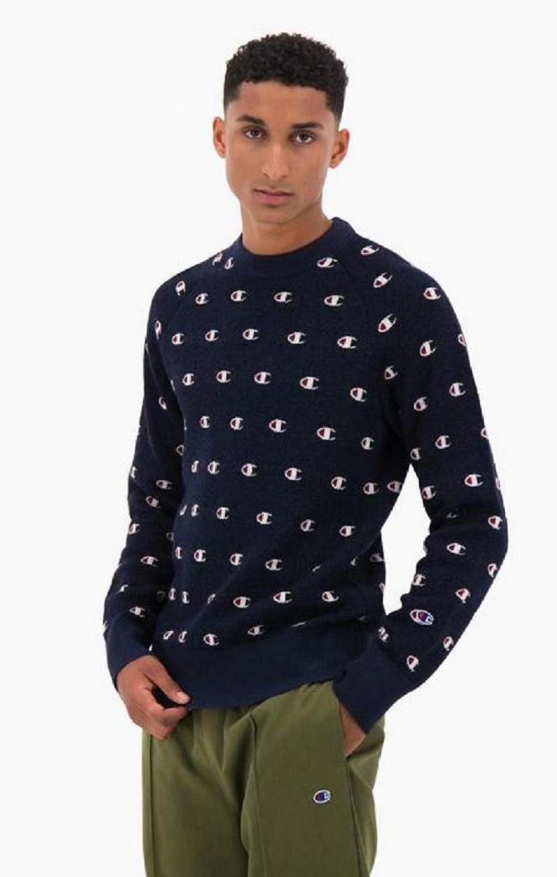 Champion C Logo Jacquard PiquÈ Sweatshirt Mikiny Panske Tmavo Modre | 9065-PSQYI