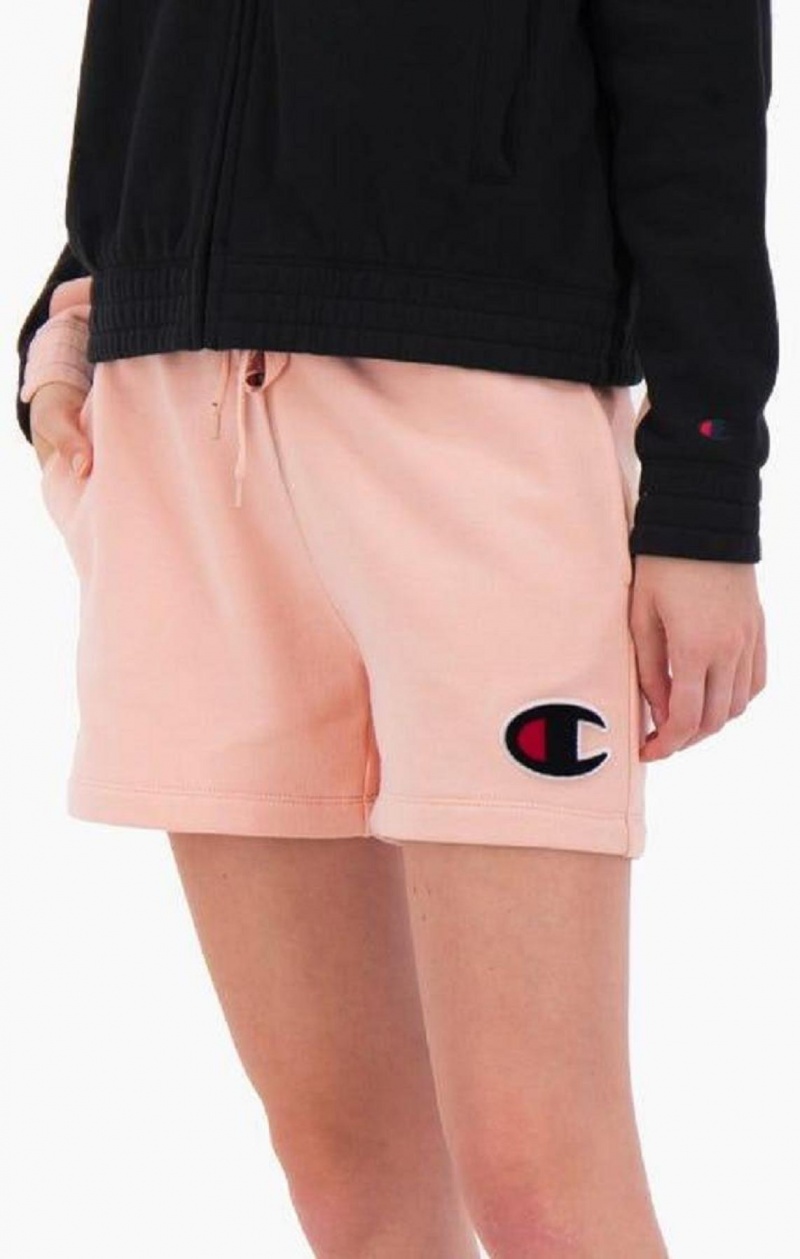 Champion C Logo Patch High Pásom Bavlnene Terry Shorts Kratasy Damske Ruzove | 3408-QFBMH