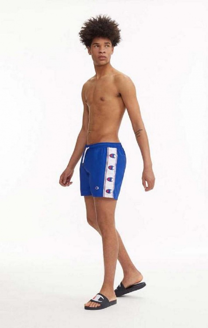 Champion C Logo Print Panel Swim Shorts Plavky Panske Modre | 3720-BPAOR