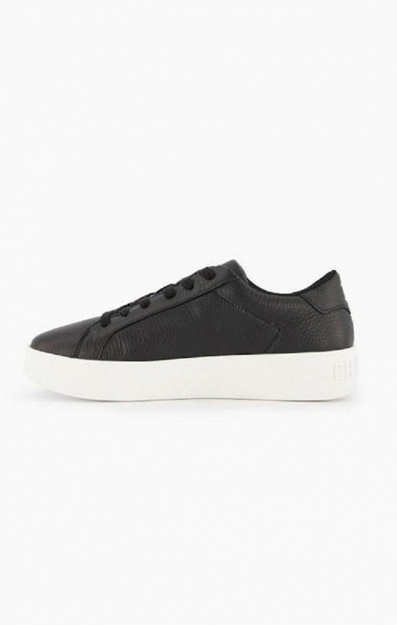 Champion C Logo Textured Kozene Platforme Trainers Tenisky Damske Čierne | 8725-HTGRF