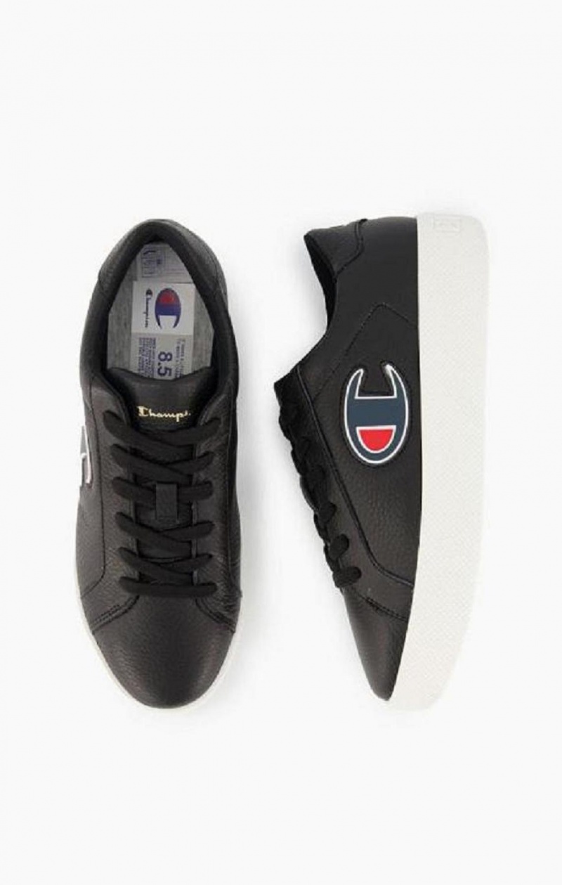 Champion C Logo Textured Kozene Platforme Trainers Tenisky Damske Čierne | 8725-HTGRF