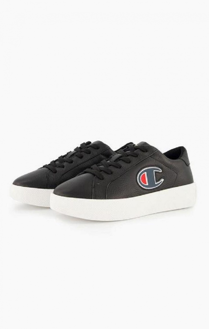 Champion C Logo Textured Kozene Platforme Trainers Tenisky Damske Čierne | 8725-HTGRF