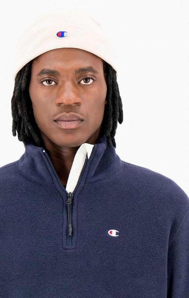 Champion C Logo Zip-Up Polartech Recycled Velour Sweatshirt Mikiny Panske Tmavo Modre | 9123-MYNFQ