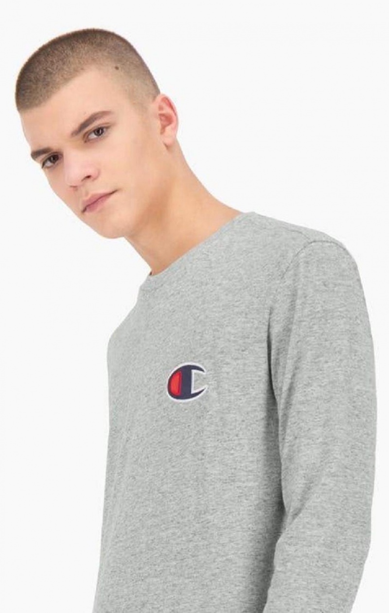 Champion C Long Sleeve Jersey Top Tricko Panske Svetlo Siva | 8075-FRGBT