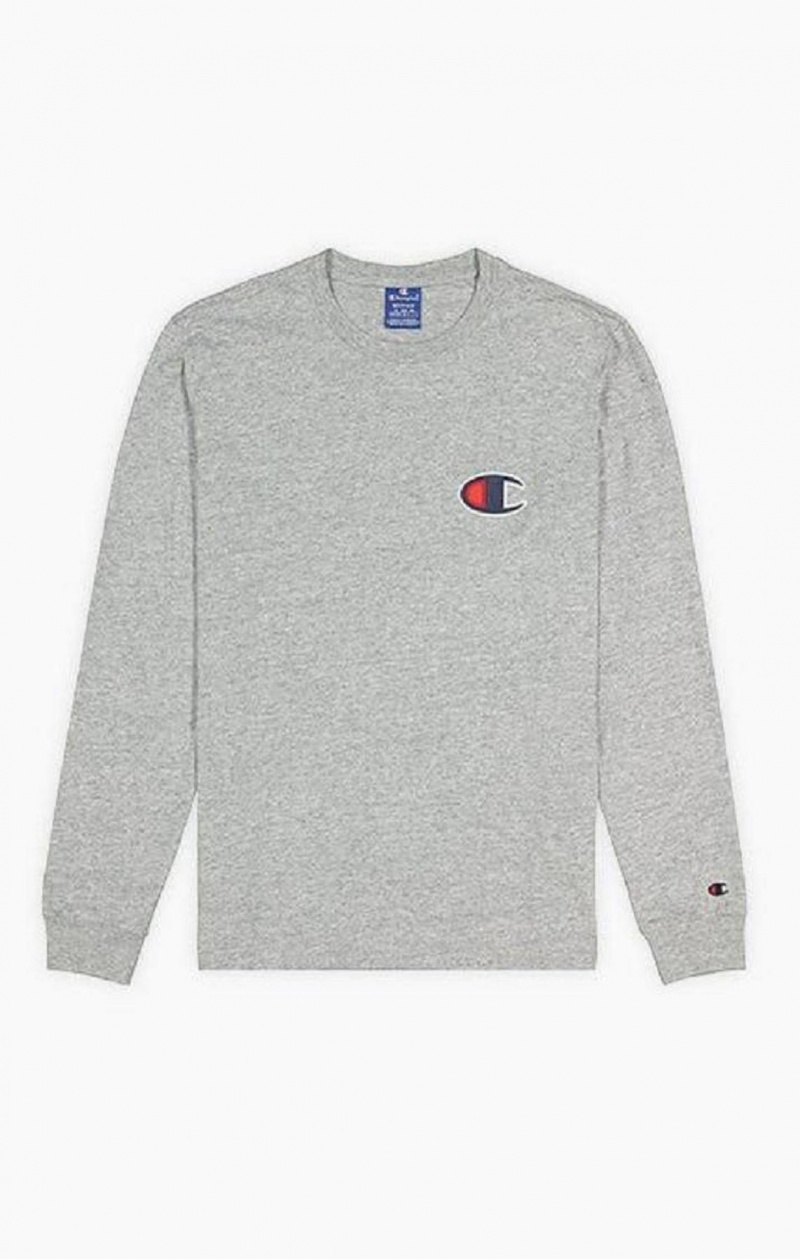 Champion C Long Sleeve Jersey Top Tricko Panske Svetlo Siva | 8075-FRGBT