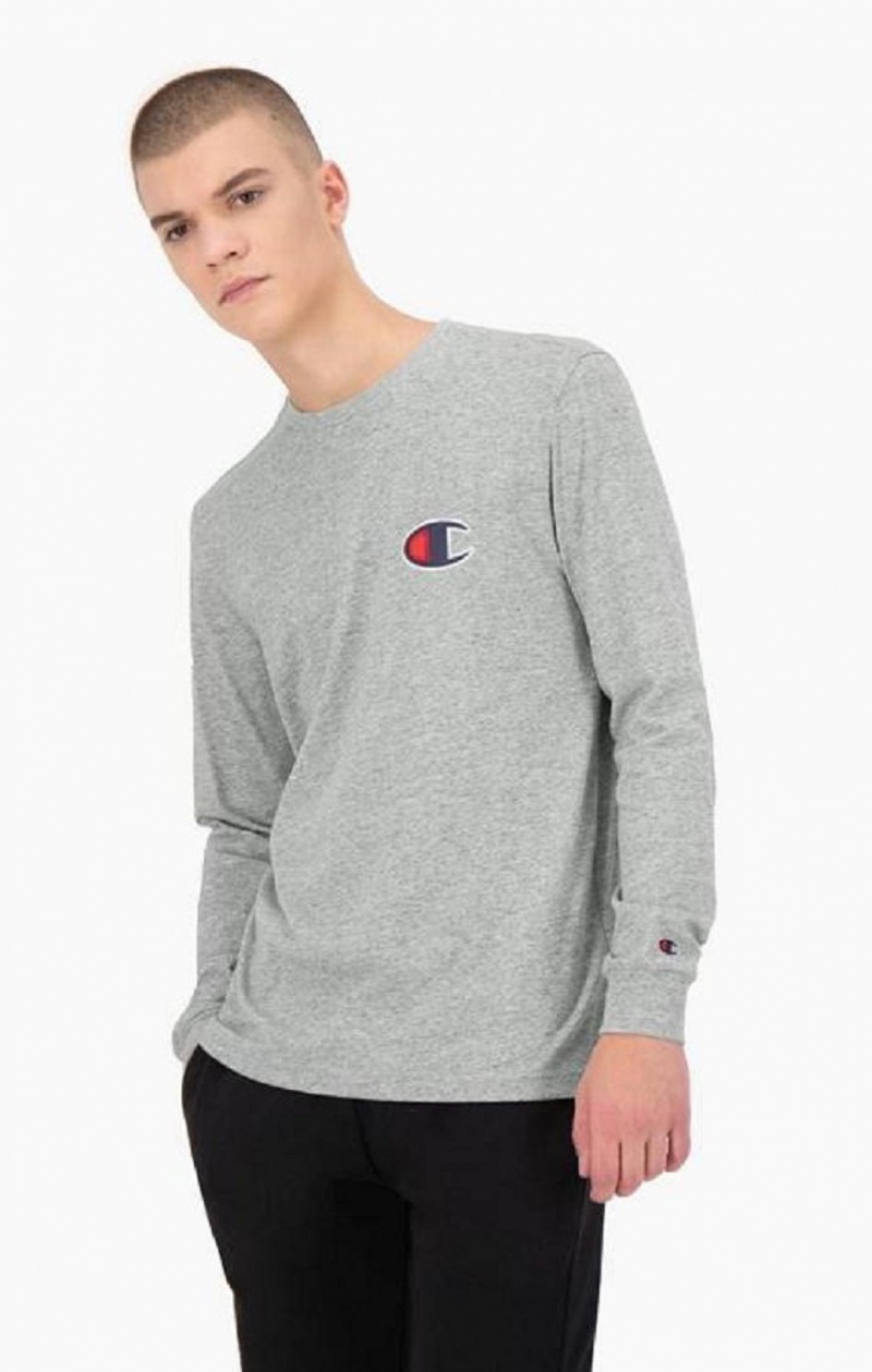 Champion C Long Sleeve Jersey Top Tricko Panske Svetlo Siva | 8075-FRGBT