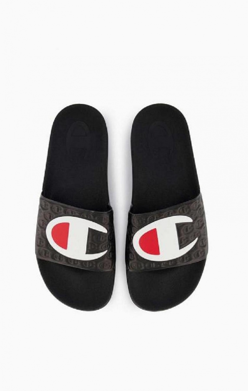 Champion C Patch Pool Slides Slapky Panske Čierne | 6785-PLBGC