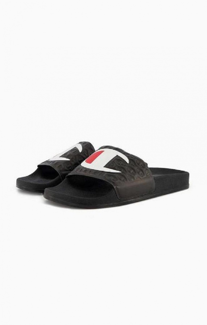 Champion C Patch Pool Slides Slapky Panske Čierne | 6785-PLBGC