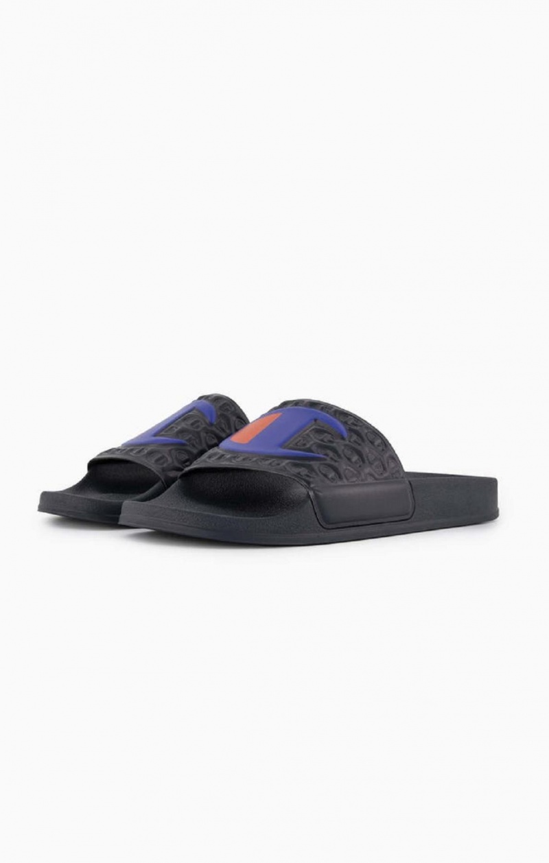 Champion C Patch Pool Slides Slapky Panske Tmavo Modre | 7013-FHUOI