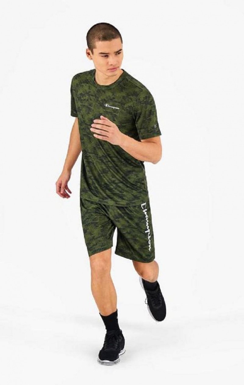 Champion Camo Quick Dry Tréningová T-Shirt Tricko Panske Zelene | 9760-MNSOQ