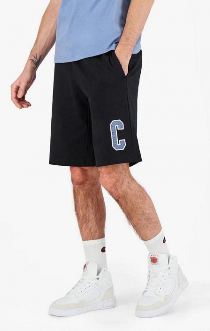 Champion Collegiate C Logo Shorts Kratasy Panske Čierne | 3710-ULIHO