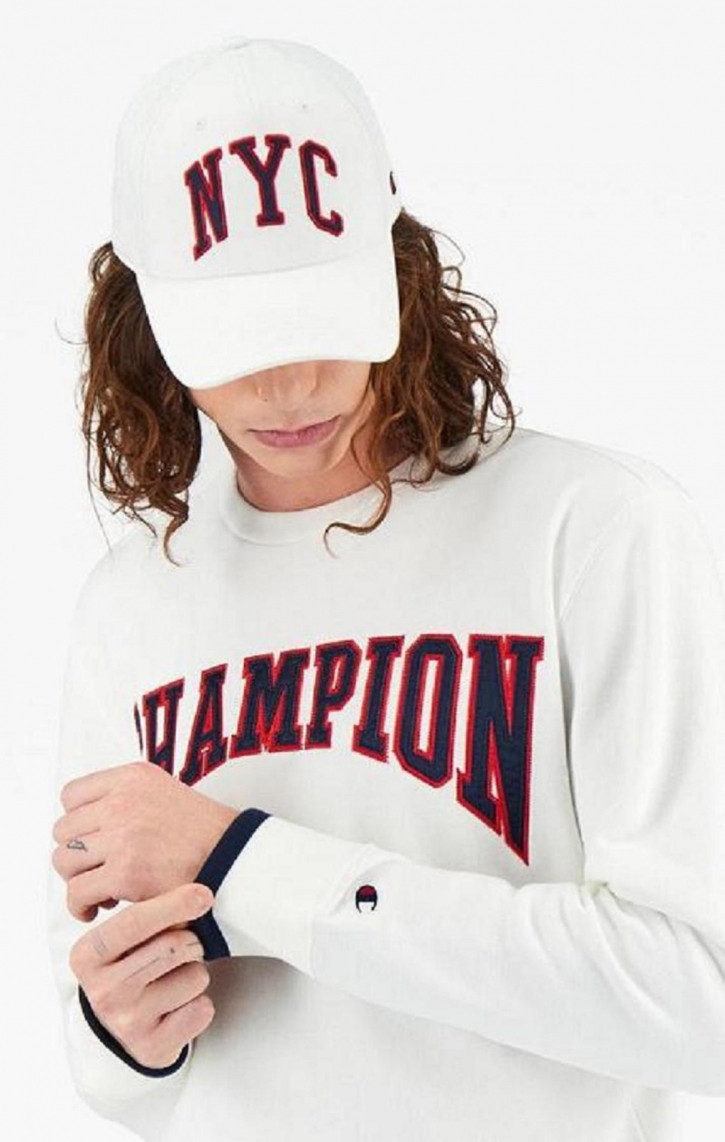 Champion Collegiate Logo Sweatshirt Mikiny Panske Biele | 8123-RKWDU