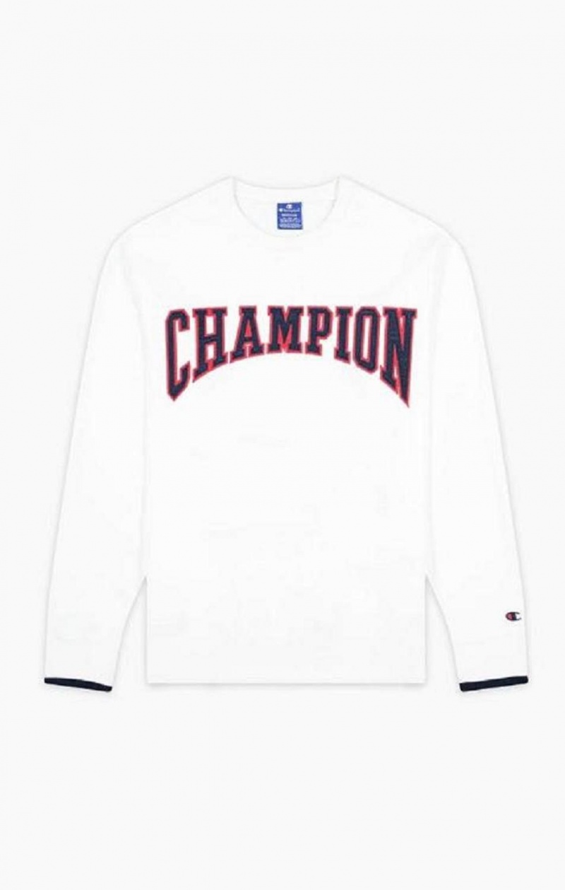 Champion Collegiate Logo Sweatshirt Mikiny Panske Biele | 8123-RKWDU