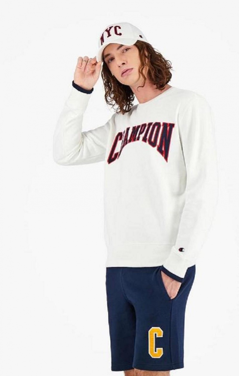 Champion Collegiate Logo Sweatshirt Mikiny Panske Biele | 8123-RKWDU