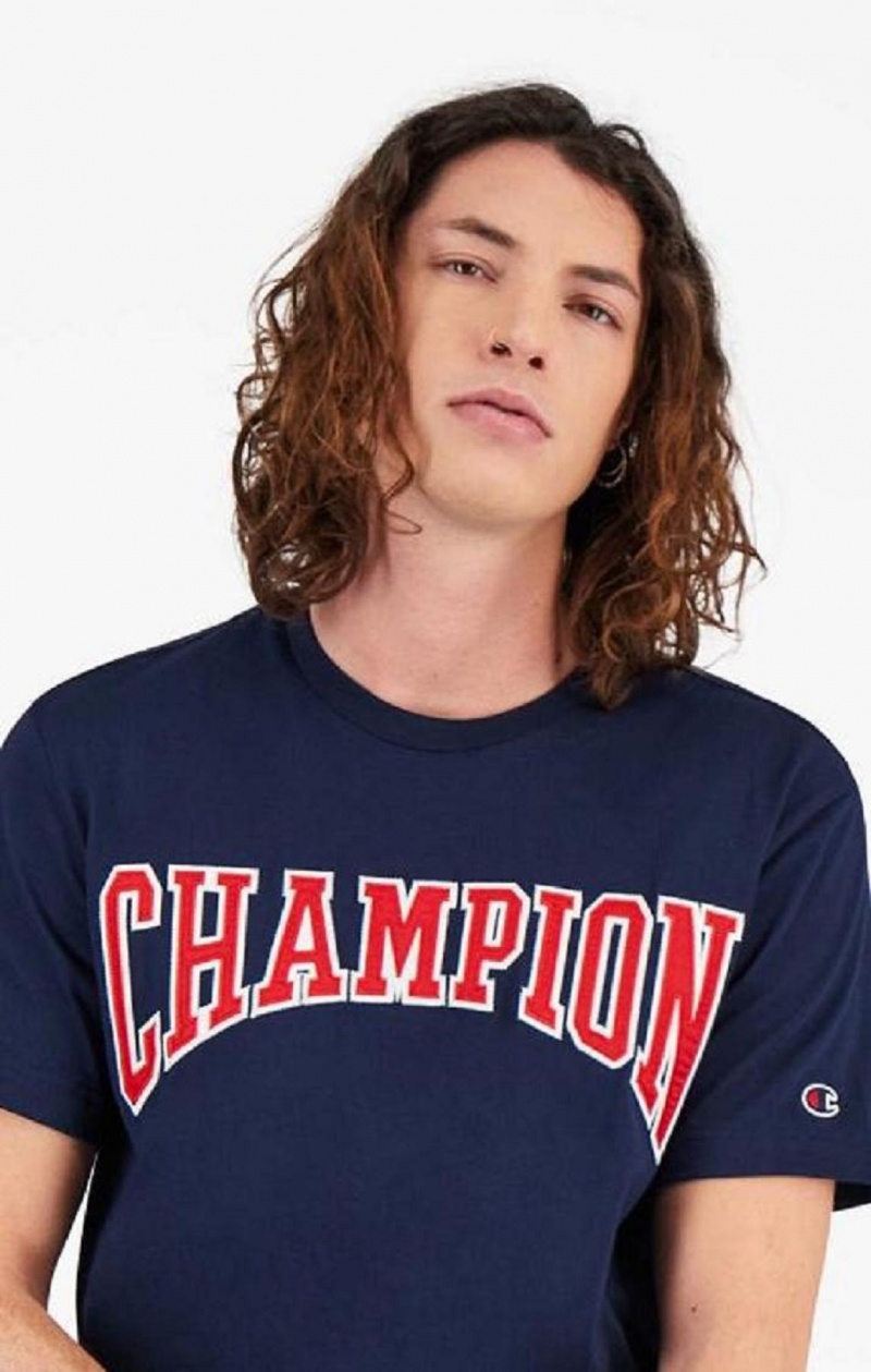 Champion Collegiate Logo T-Shirt Tricko Panske Tmavo Tyrkysové | 4371-SVHUL