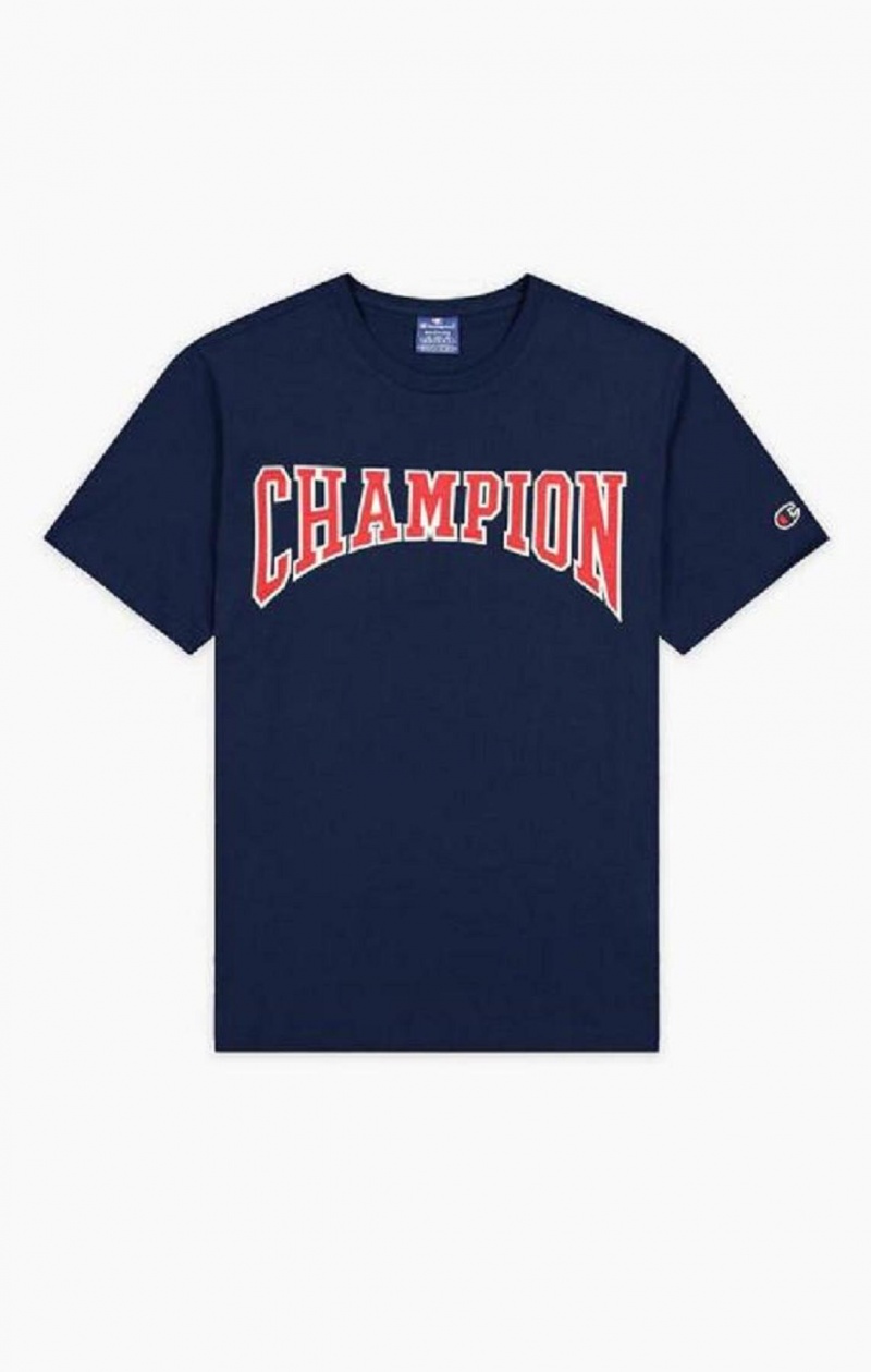 Champion Collegiate Logo T-Shirt Tricko Panske Tmavo Tyrkysové | 4371-SVHUL