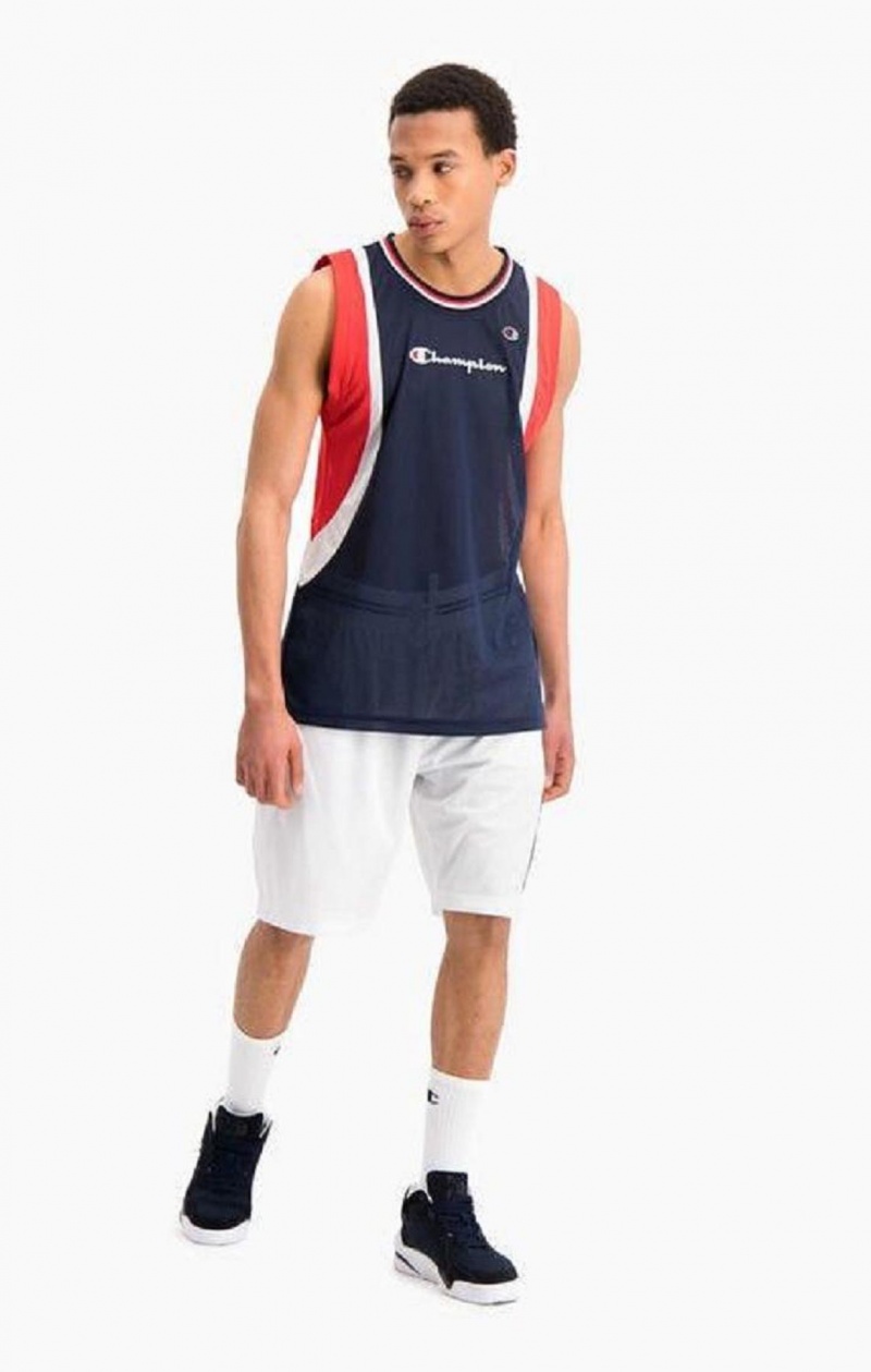 Champion Colour Block And Stripe Mesh Basketball Vest Tricko Panske Tmavo Tyrkysové | 8921-GOQPC