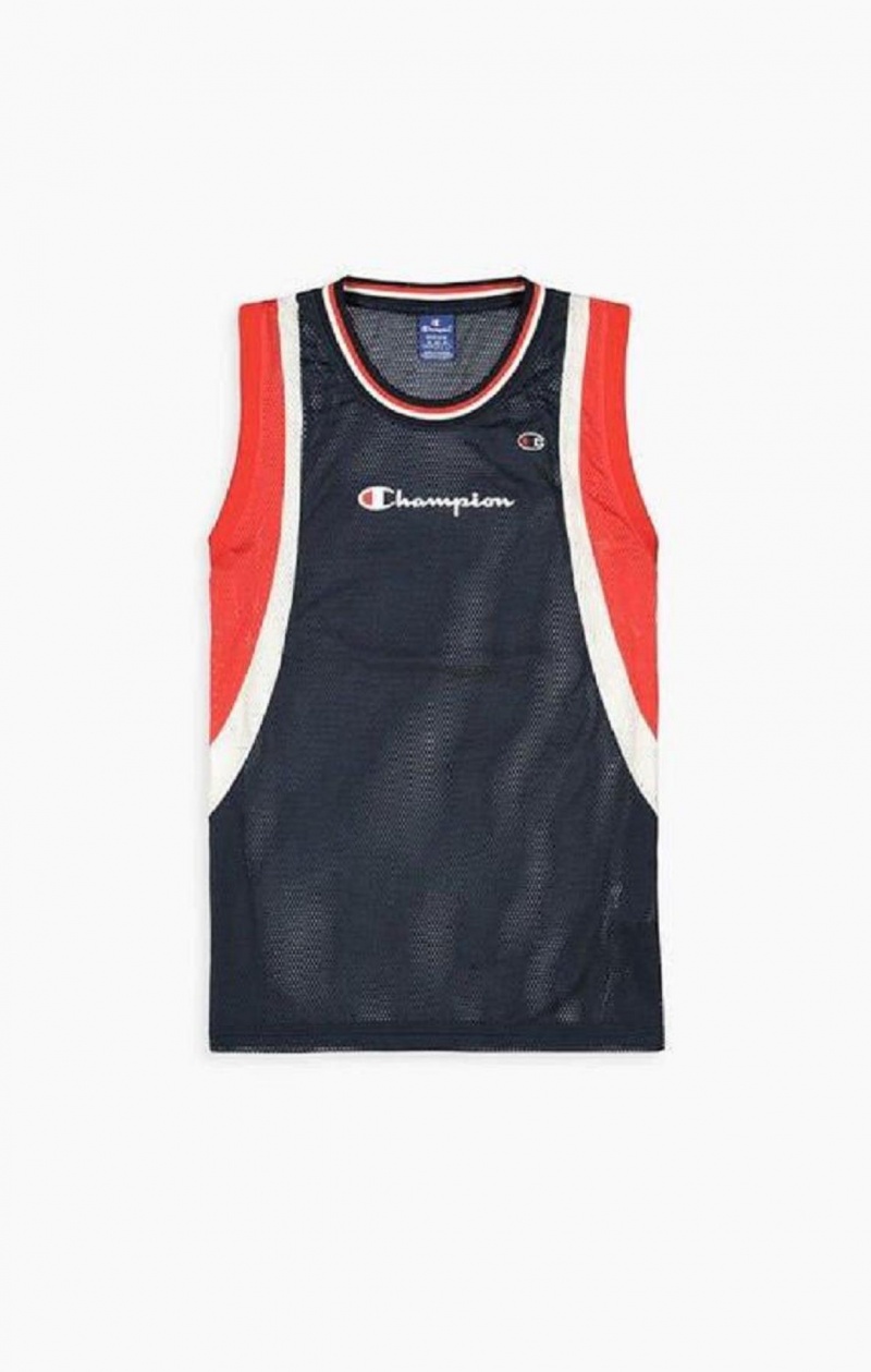 Champion Colour Block And Stripe Mesh Basketball Vest Tricko Panske Tmavo Tyrkysové | 8921-GOQPC