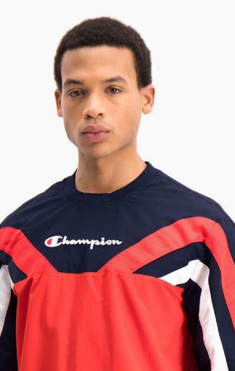 Champion Colour Block And Stripe Tracking Sweatshirt Mikiny Panske Červené | 7152-VXRCN