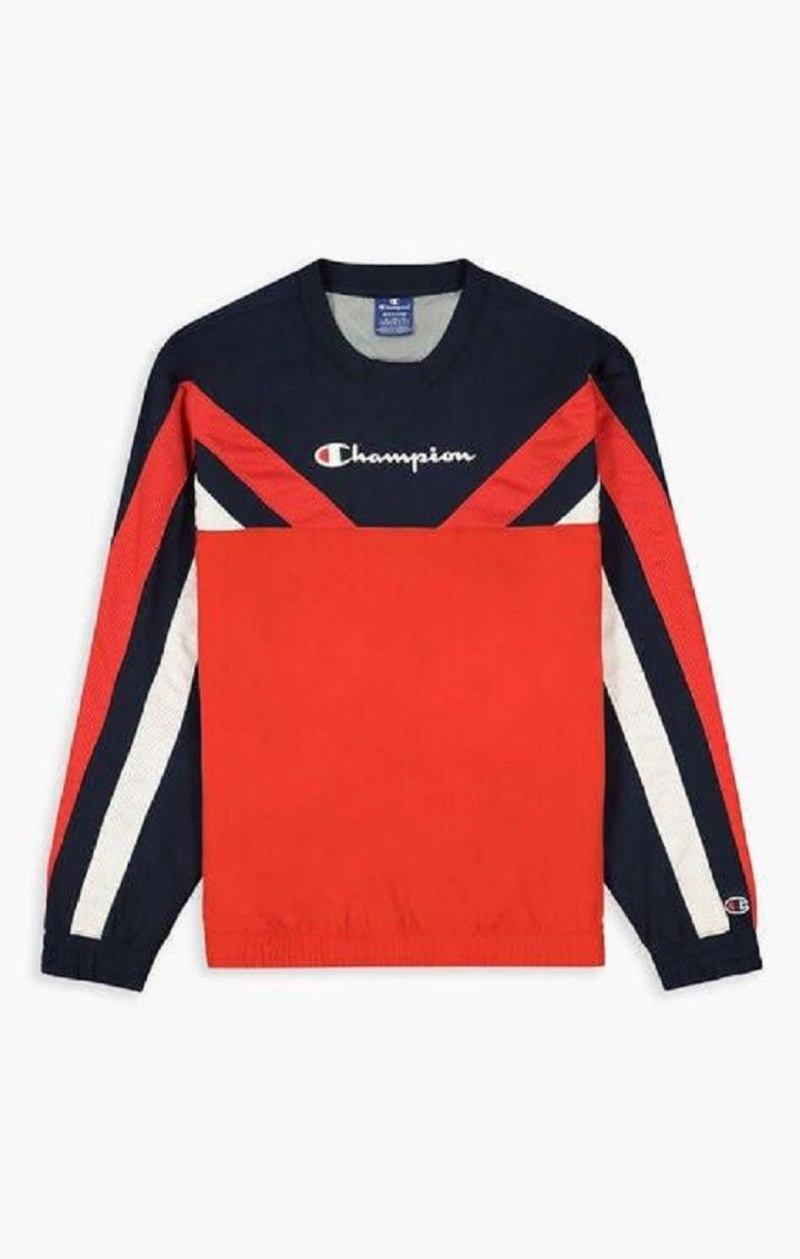 Champion Colour Block And Stripe Tracking Sweatshirt Mikiny Panske Červené | 7152-VXRCN