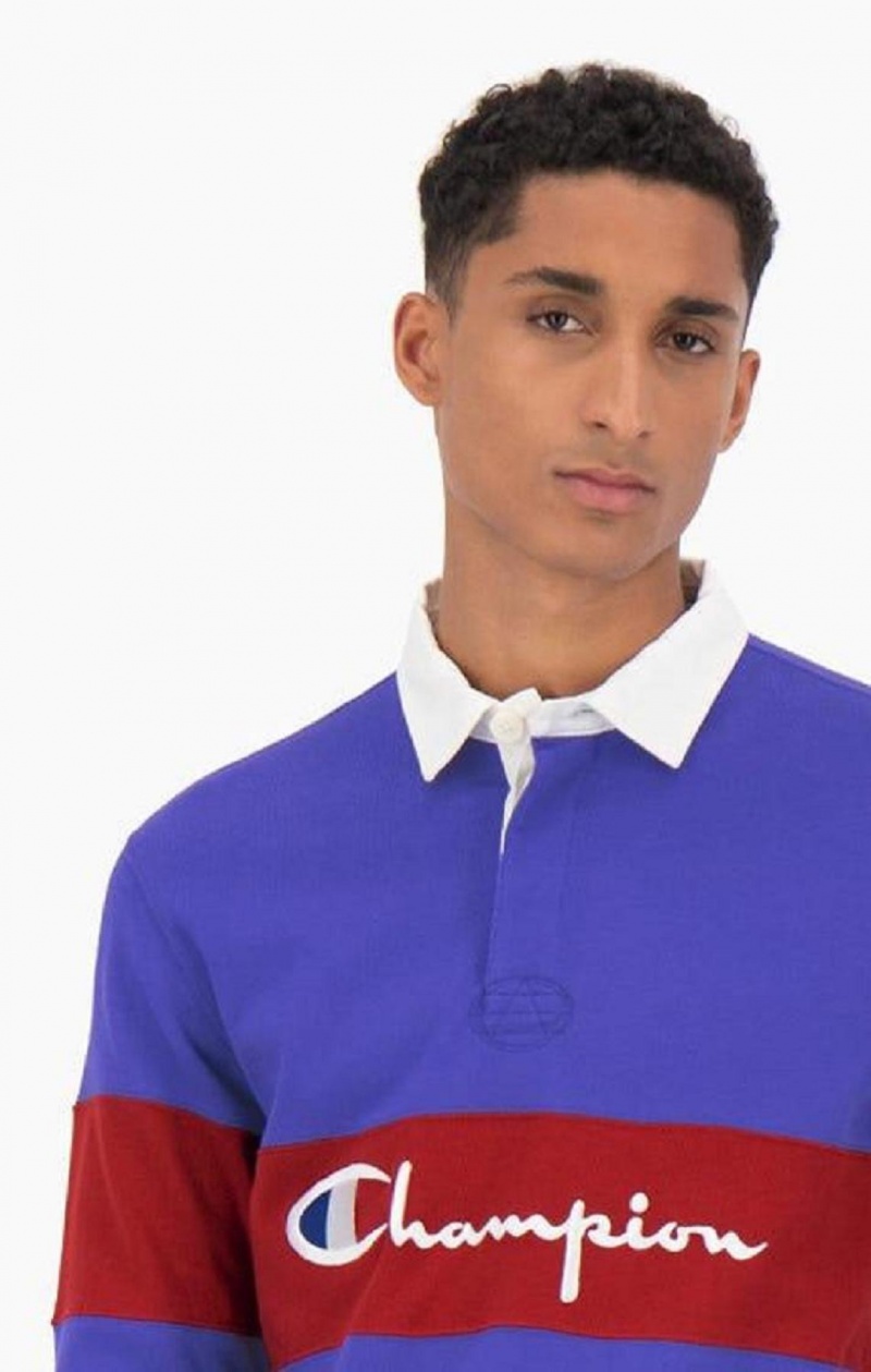 Champion Colour Block Bavlnene Jersey Polo Shirt Tricko Panske Modre | 9065-AOPSD