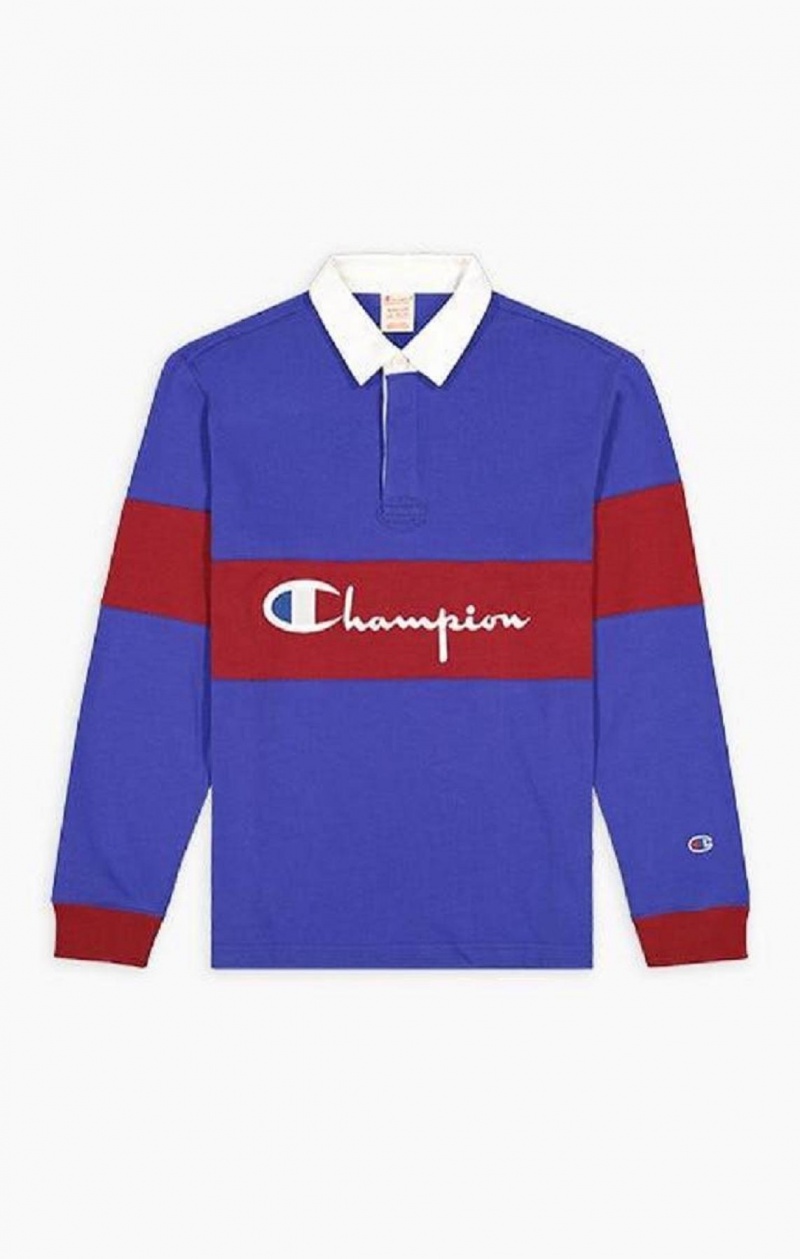 Champion Colour Block Bavlnene Jersey Polo Shirt Tricko Panske Modre | 9065-AOPSD