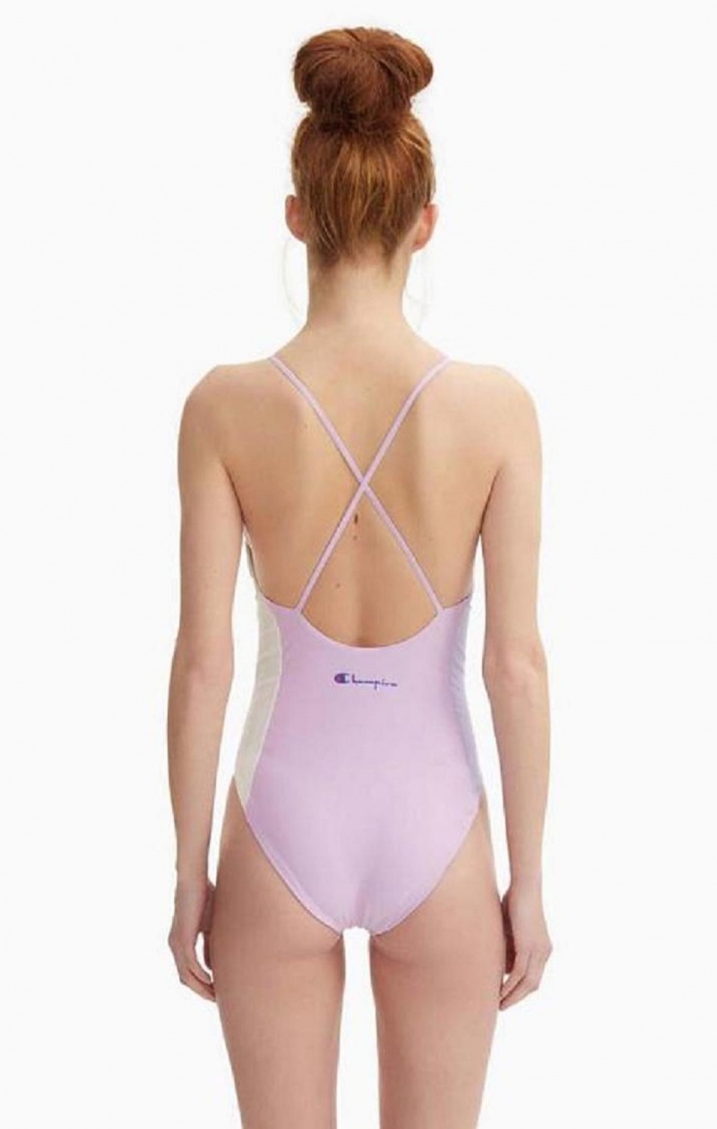 Champion Colour Block Cross Back Swimsuit Plavky Damske Modre | 5731-FOBZQ