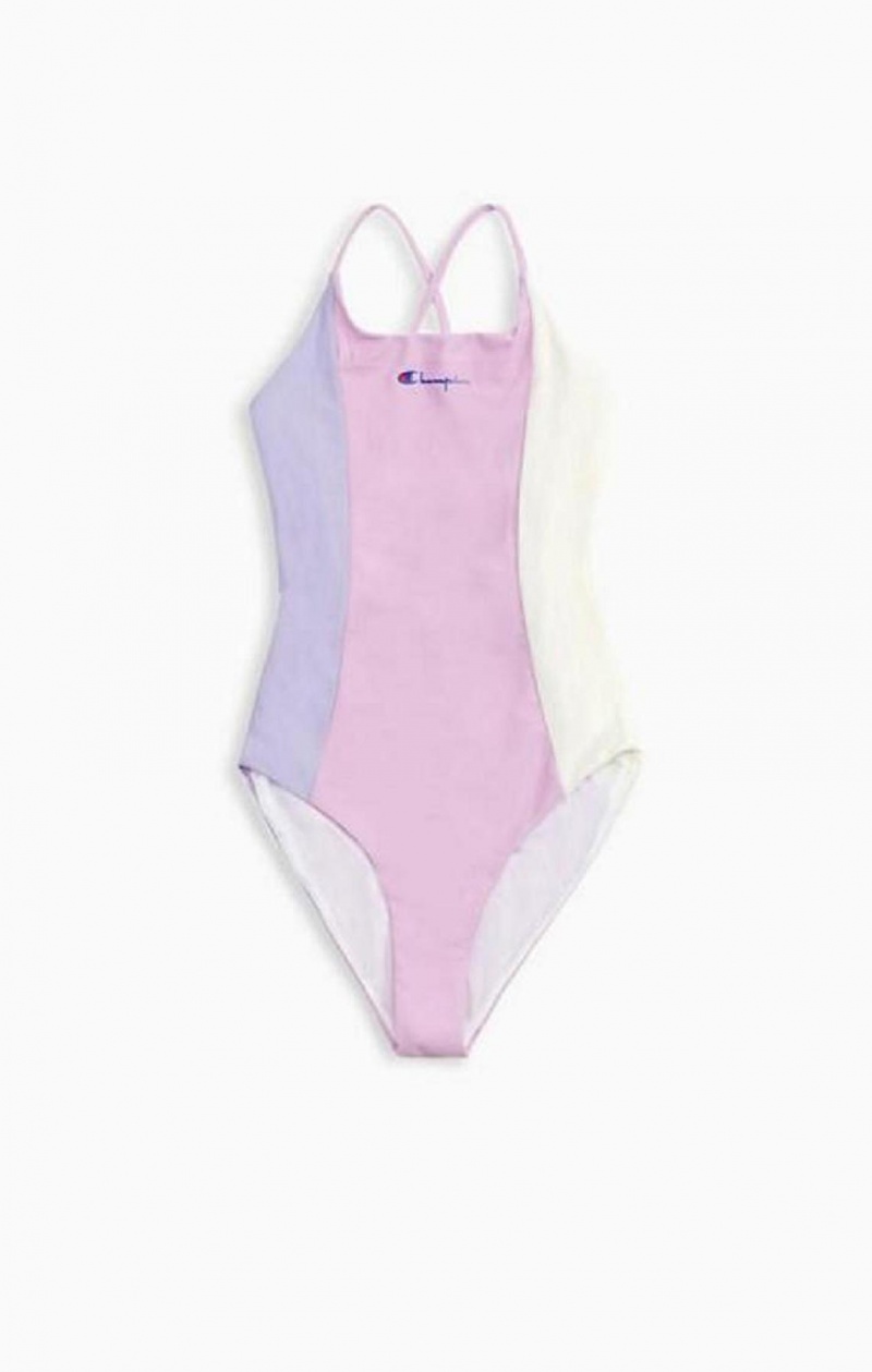 Champion Colour Block Cross Back Swimsuit Plavky Damske Modre | 5731-FOBZQ