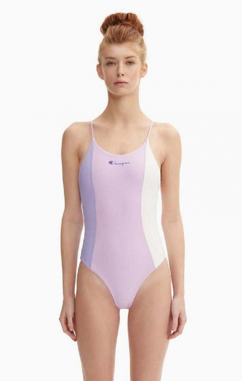 Champion Colour Block Cross Back Swimsuit Plavky Damske Modre | 5731-FOBZQ