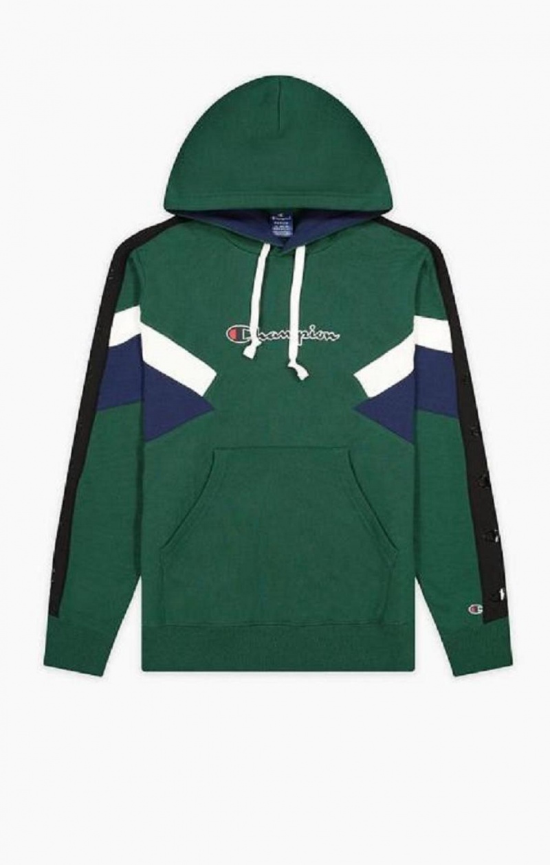 Champion Colour Block Insert Fleece Hoodie Mikina s Kapucnou Panske Svetlo Zelene | 5281-HWDUO