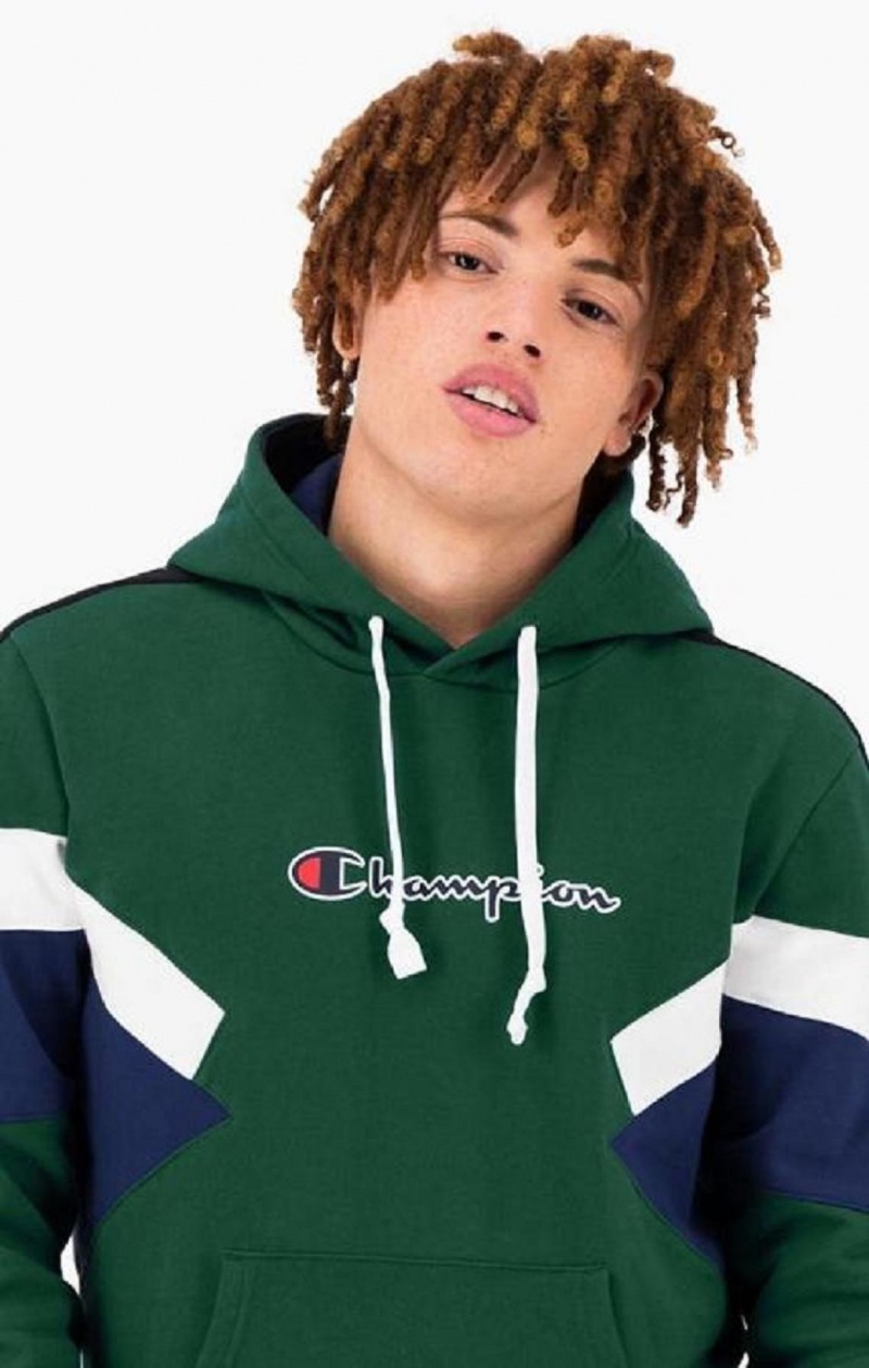 Champion Colour Block Insert Fleece Hoodie Mikina s Kapucnou Panske Svetlo Zelene | 5281-HWDUO