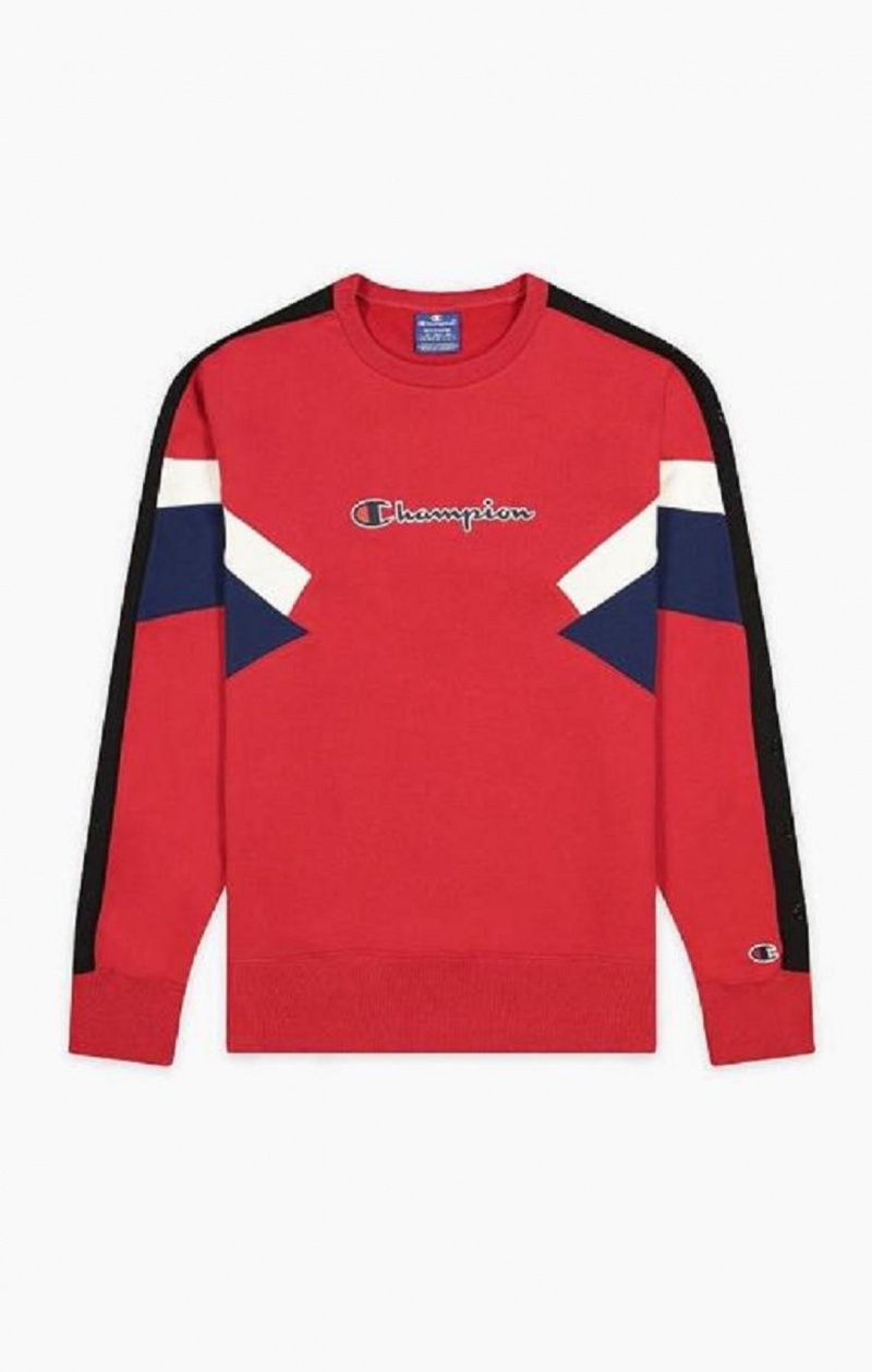 Champion Colour Block Insert Fleece Sweatshirt Mikiny Panske Červené | 6704-EDORF