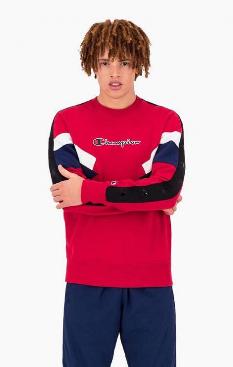 Champion Colour Block Insert Fleece Sweatshirt Mikiny Panske Červené | 6704-EDORF