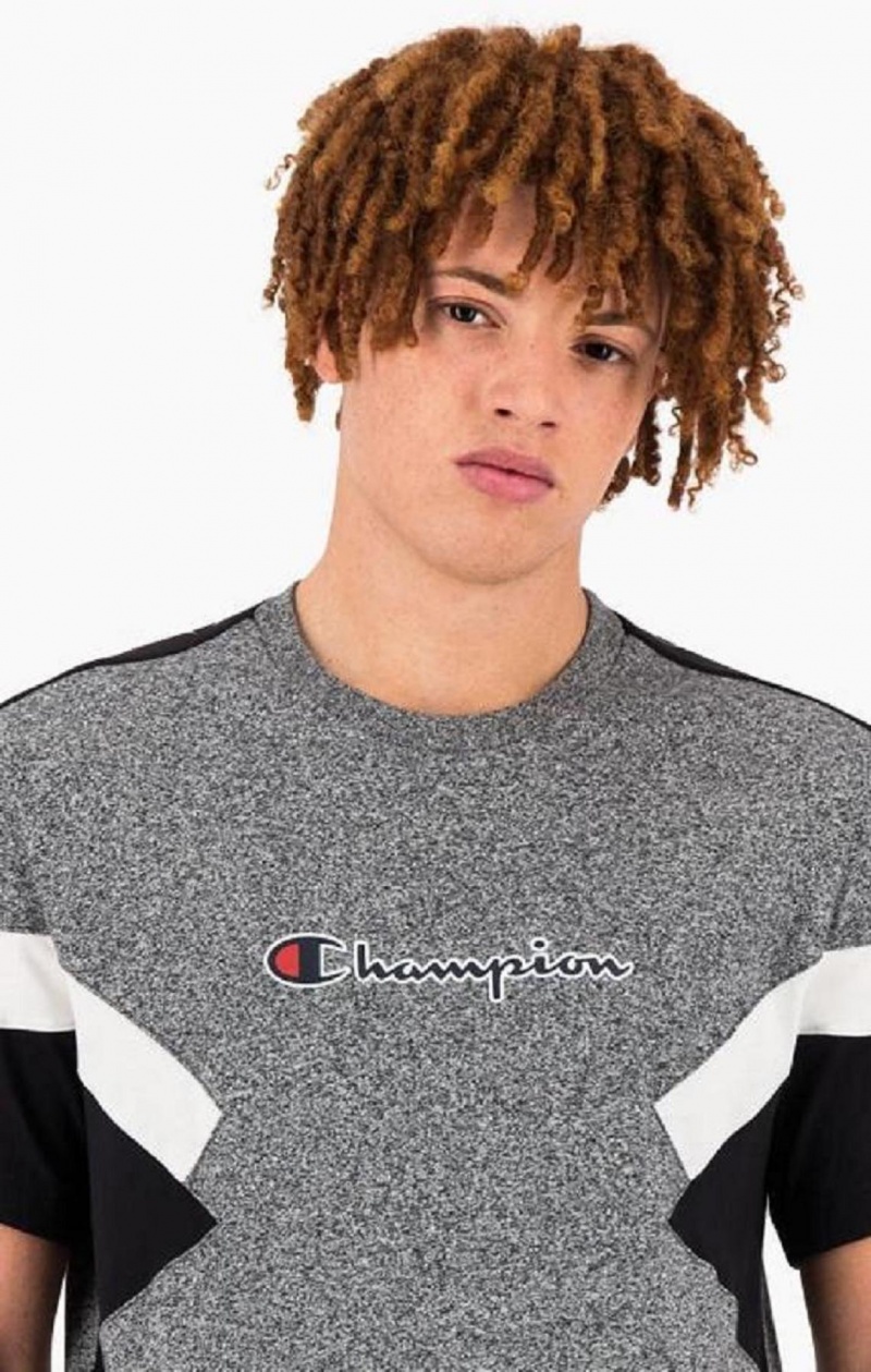 Champion Colour Block Insert T-Shirt Tricko Panske Tmavo Siva | 3698-JZQTF