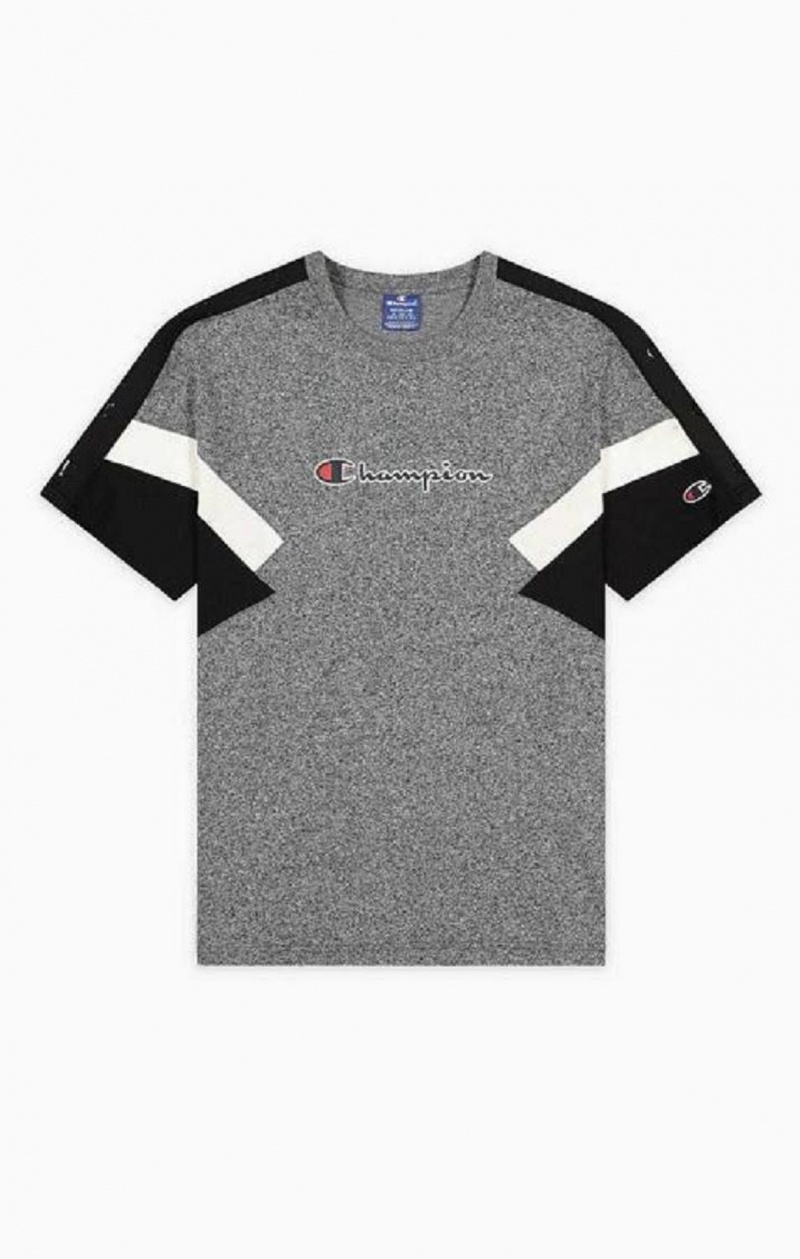 Champion Colour Block Insert T-Shirt Tricko Panske Tmavo Siva | 3698-JZQTF