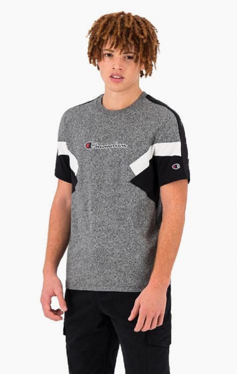 Champion Colour Block Insert T-Shirt Tricko Panske Tmavo Siva | 3698-JZQTF