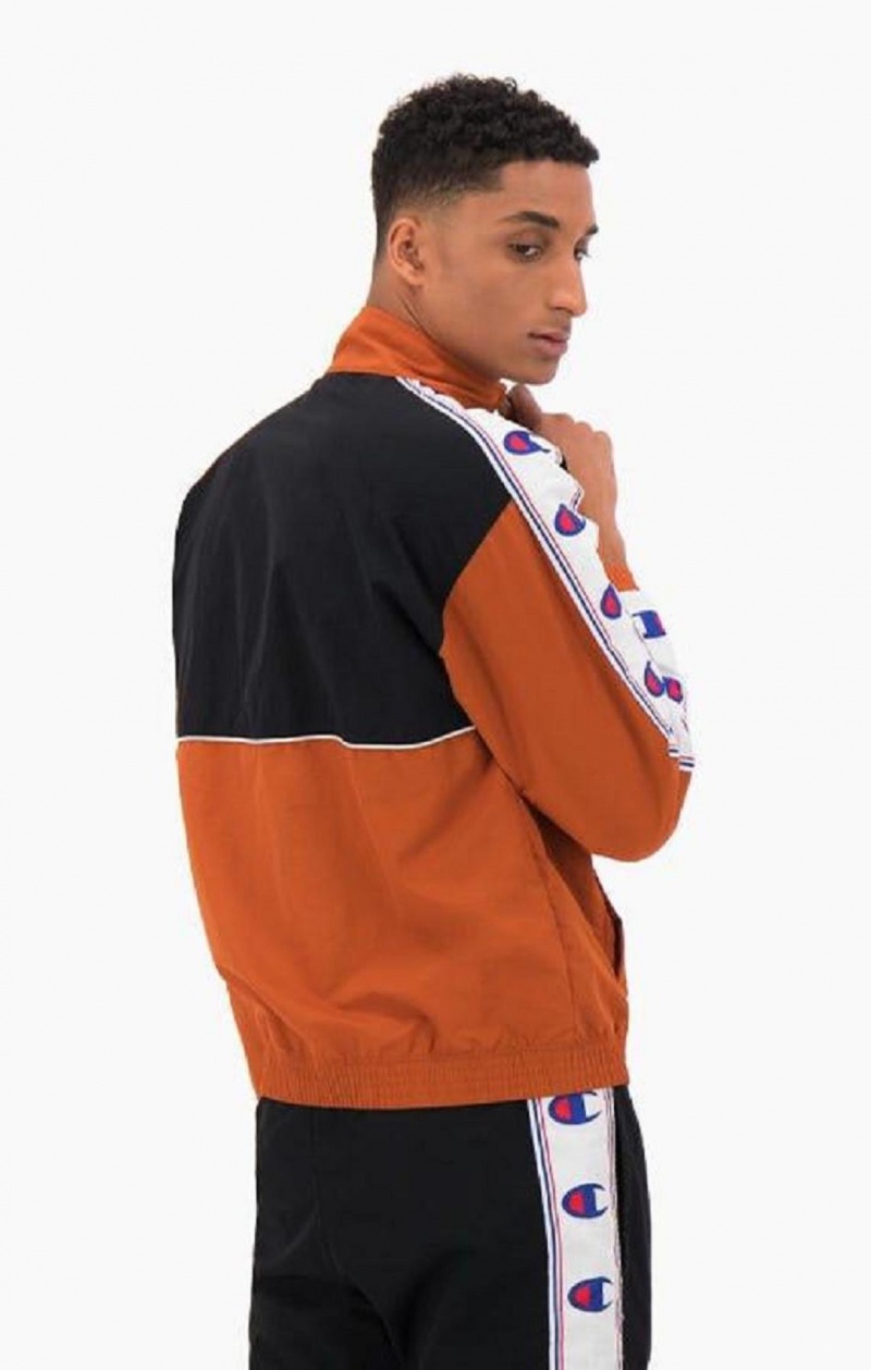 Champion Colour Block Logo Tape Trim Tracking Jacket Bundy Panske Hnede | 2358-FCPAG