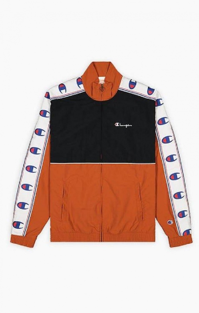 Champion Colour Block Logo Tape Trim Tracking Jacket Bundy Panske Hnede | 2358-FCPAG