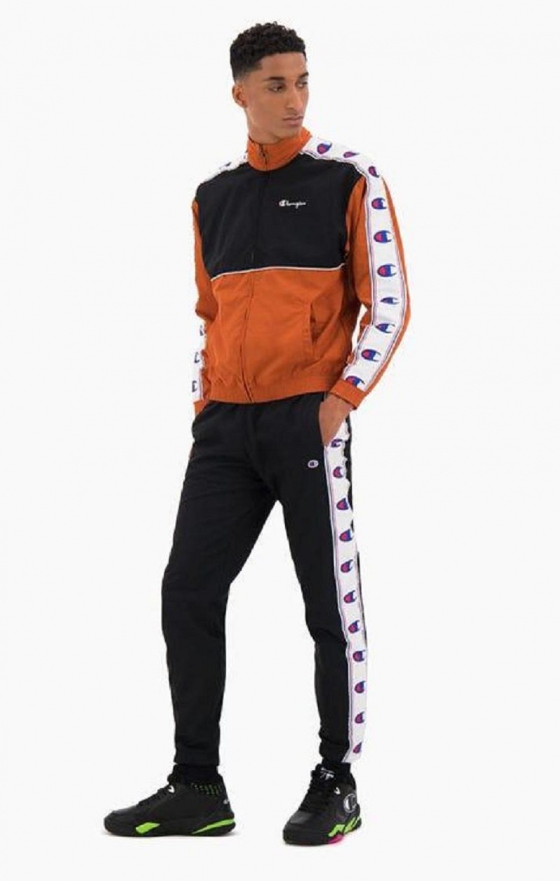 Champion Colour Block Logo Tape Trim Tracking Jacket Teplaky Panske Hnede | 5689-XZGPC