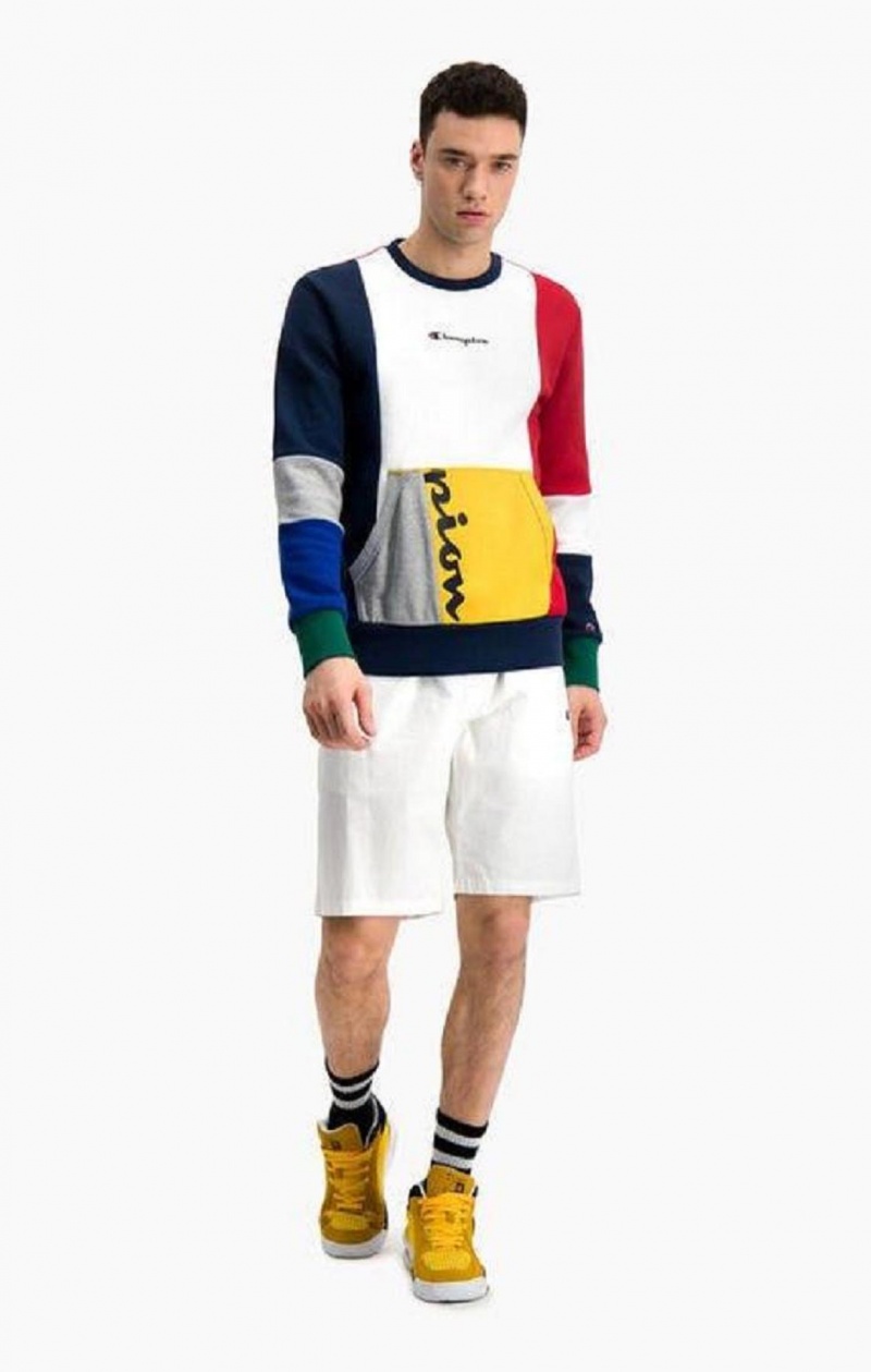 Champion Colour Block Patchwork Pocket Sweatshirt Mikiny Panske Červené | 7923-OIBFZ