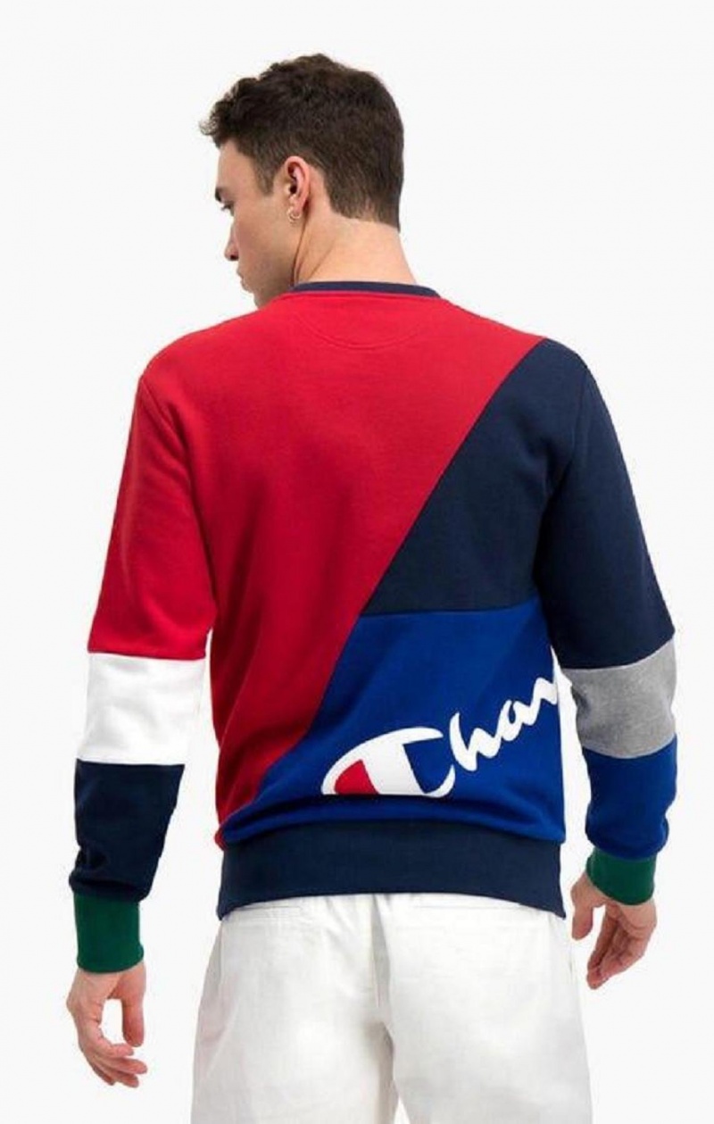 Champion Colour Block Patchwork Pocket Sweatshirt Mikiny Panske Červené | 7923-OIBFZ