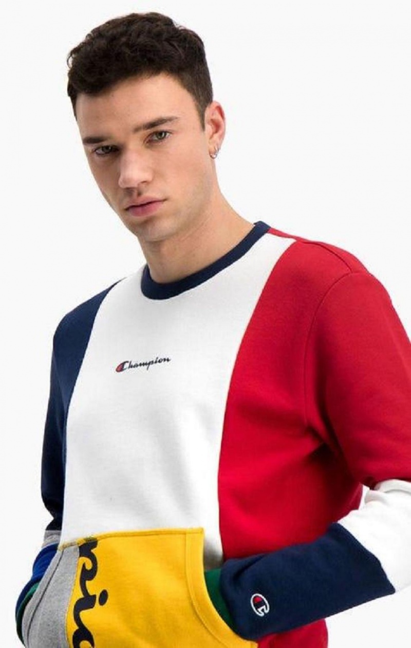 Champion Colour Block Patchwork Pocket Sweatshirt Mikiny Panske Červené | 7923-OIBFZ