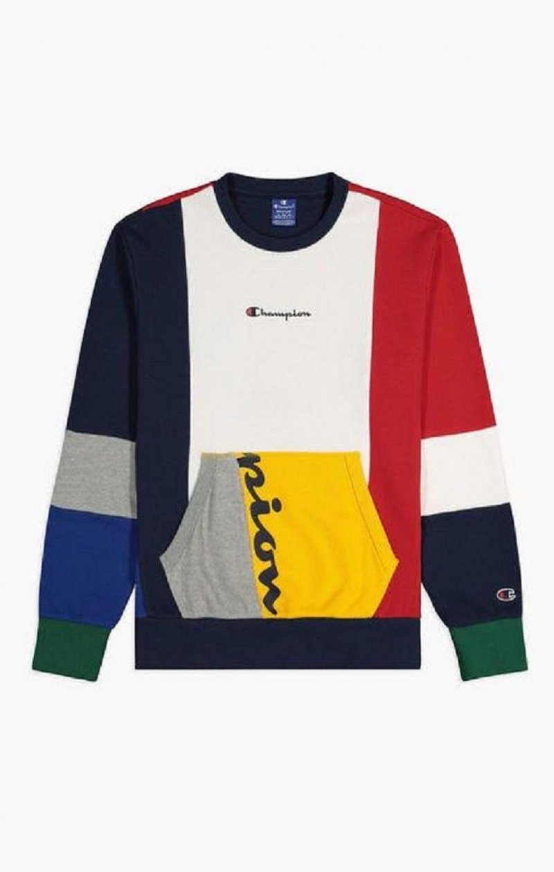 Champion Colour Block Patchwork Pocket Sweatshirt Mikiny Panske Červené | 7923-OIBFZ